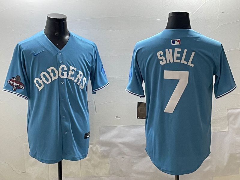 Men Los Angeles Dodgers #7 Snell Light Blue Joint Name 2025 Nike MLB Jersey style 2->los angeles dodgers->MLB Jersey